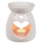 Brleur aromatique Coeurs en cramique blanche 13 cm
