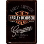 Carte postale plaque mtal Harley Davidson Genuine