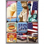 Boite de 9 minis magnets emaill�s USA