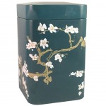 Boite  Th Fleurs de Cerisier Jade en mtal - 7 x 7 x 11 cm