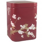 Boite  Th Fleurs de Cerisier Rubis en mtal - 7 x 7 x 11 cm