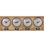 Horloge 4 cadrans en mtal et bois 76 cm