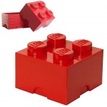Boite de rangement Lego 4 plots rouge