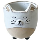 Cache pot chat en cramique - Blanc