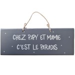 Pancarte dcorative en bois Chez Papy et Mamy - Gris fonc