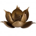 Bougeoir dambiance Lotus en mtal dor et verre diam:20 cm