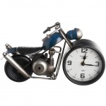 Horloge Moto en mtal grise et bleue - 32 cm