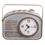 Horloge Radio ancienne en mtal vieilli 24 cm