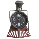 Horloge Train ancien noir en mtal patin 26.5 cm