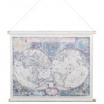 Carte du monde en toile vintage  suspendre - 76 cm
