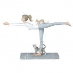 Figurine La Yogin et ses Chats - Bton en quilibre 20 cm