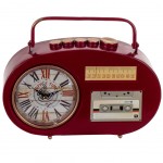 Horloge Radio Cassette en mtal patin rouge - A poser - 20 cm