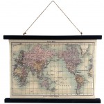 Carte du Monde en toile vintage  suspendre - 60 cm