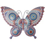 Dcoration murale Papillon en mtal orange et bleu 30 cm