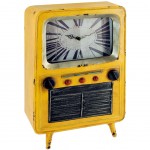 Horloge Vintage forme TV en mtal Vieilli avec rangement