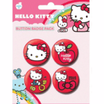 Lot de 4 badges Hello Kitty rouges