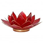 Photophore Fleur de Lotus rouge finition dore Chakra 1