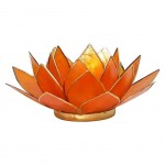 Photophore Fleur de Lotus Orange finition dore Chakra 2