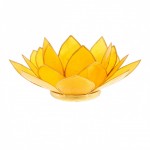 Photophore Fleur de Lotus jaune finition dore Chakra 3