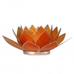 Photophore Fleur de Lotus Orange finition argente Chakra 2