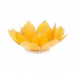 Photophore Fleur de Lotus jaune finition argente Chakra 3