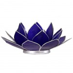 Photophore Fleur de Lotus Indigo finition argente Chakra 6
