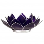 Photophore Fleur de Lotus Violet finition argente Chakra 7