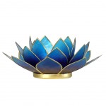Photophore Fleur de Lotus bleu dgrad de violet finition dore