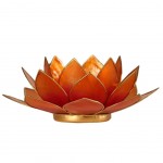 Photophore Fleur de Lotus Orange ros finition dore Chakra 2