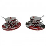 Coffret Tasses et sous tasses Noir et Rouge Betty Boop