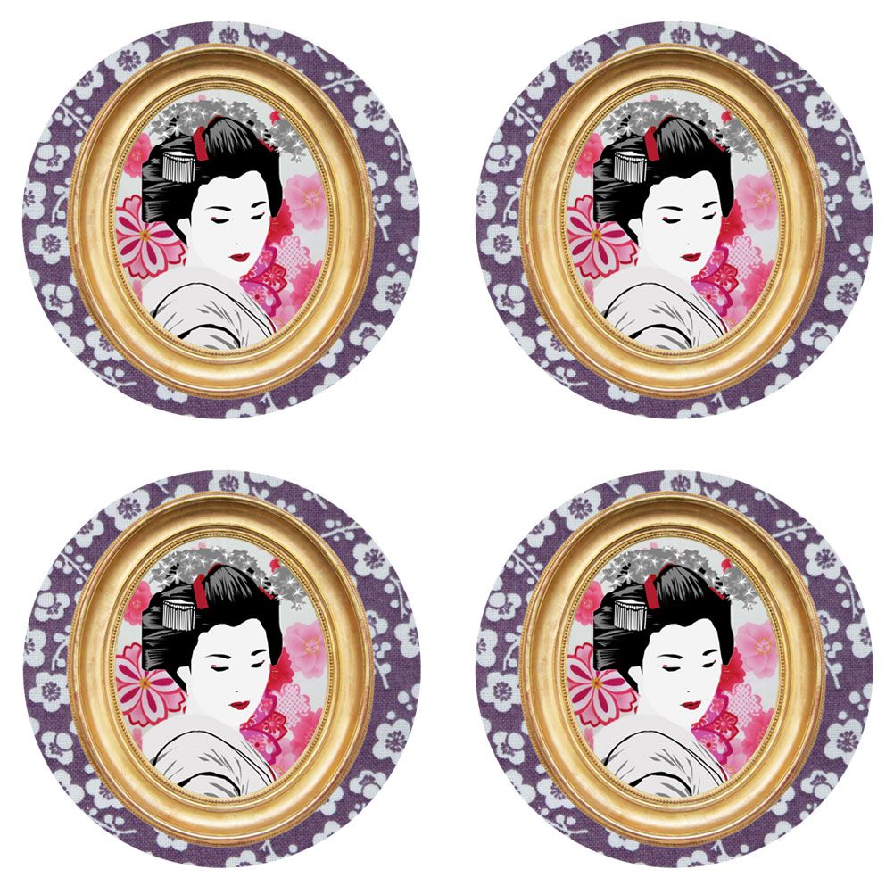 Set de 4 dessous de verres ronds Geisha by Cbkreation