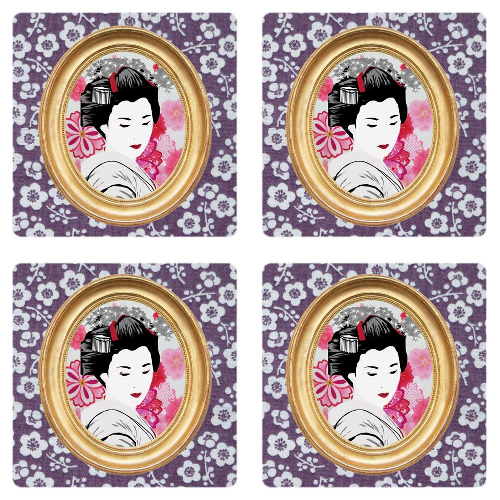 Set de 4 dessous de verres carrs Geisha by Cbkreation