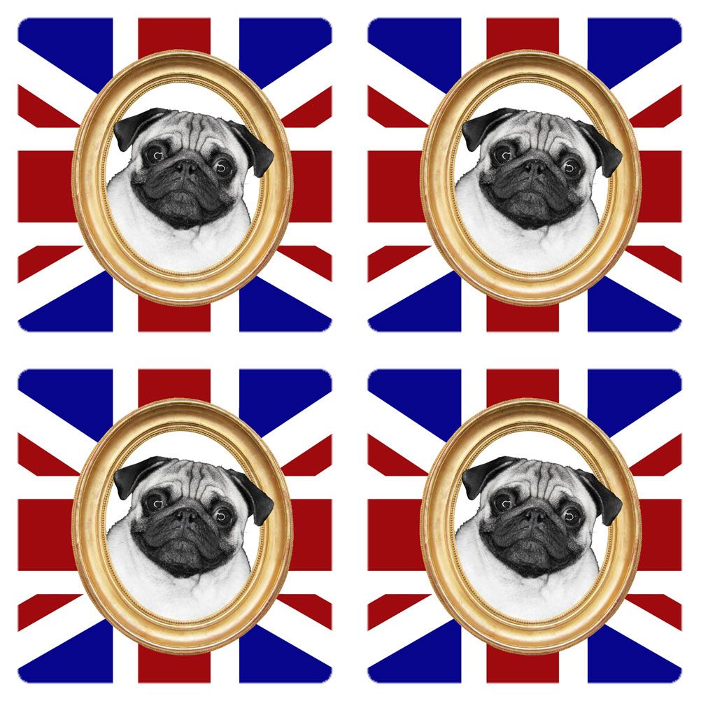 Sous verre London Union Jack Carlin By Cbkreation - lot de 4