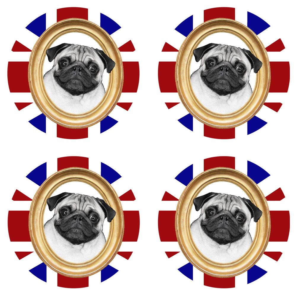 Sous verre London Union Jack Carlin By Cbkreation - lot de 4