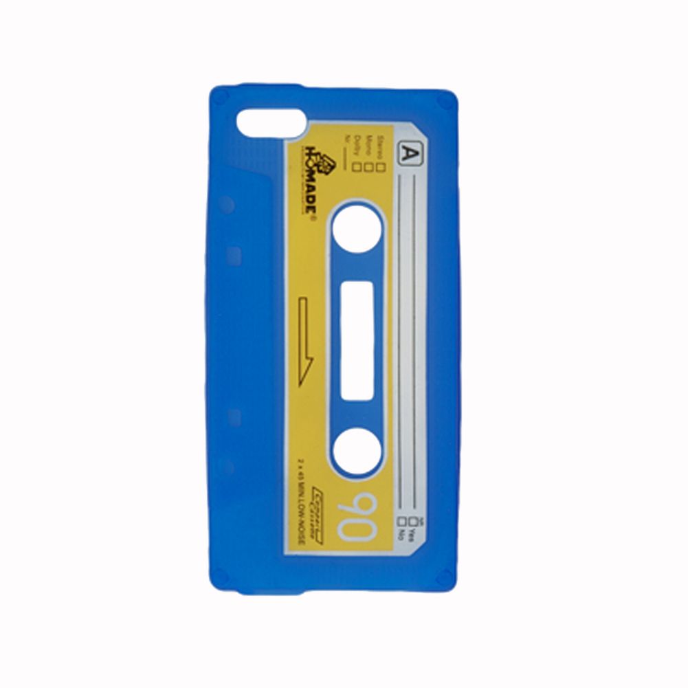 Coque silicone Iphone 5 cassette audio bleue