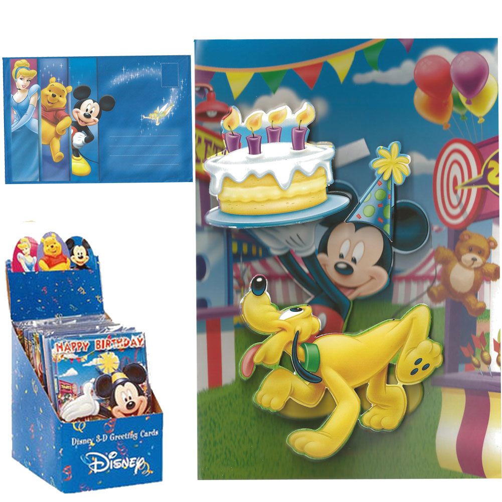 Carte Anniversaire 3D Mickey et Pluto Fte au Parc