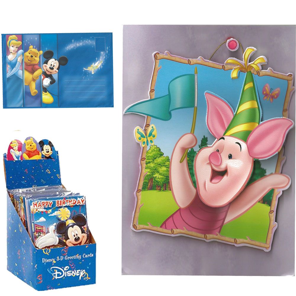 Carte Anniversaire 3D Porcinet l'ami de Winnie l'Ourson