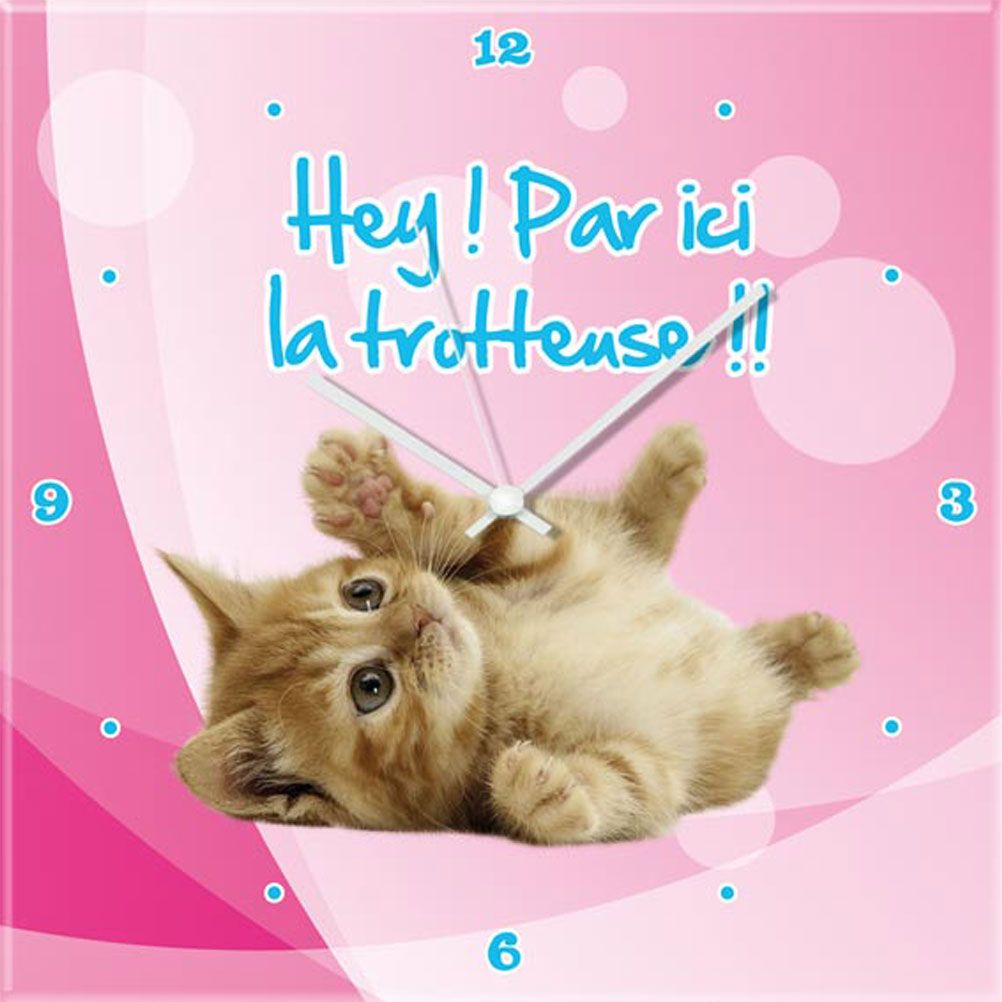 Horloge Chaton Hey Par ici la trotteuse