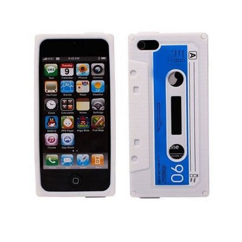 Coque silicone IPHONE 5 cassette audio blanche