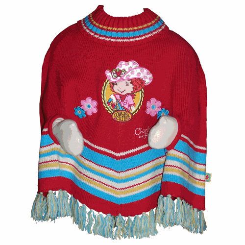 Poncho Charlotte aux fraises rouge 2-4 ans