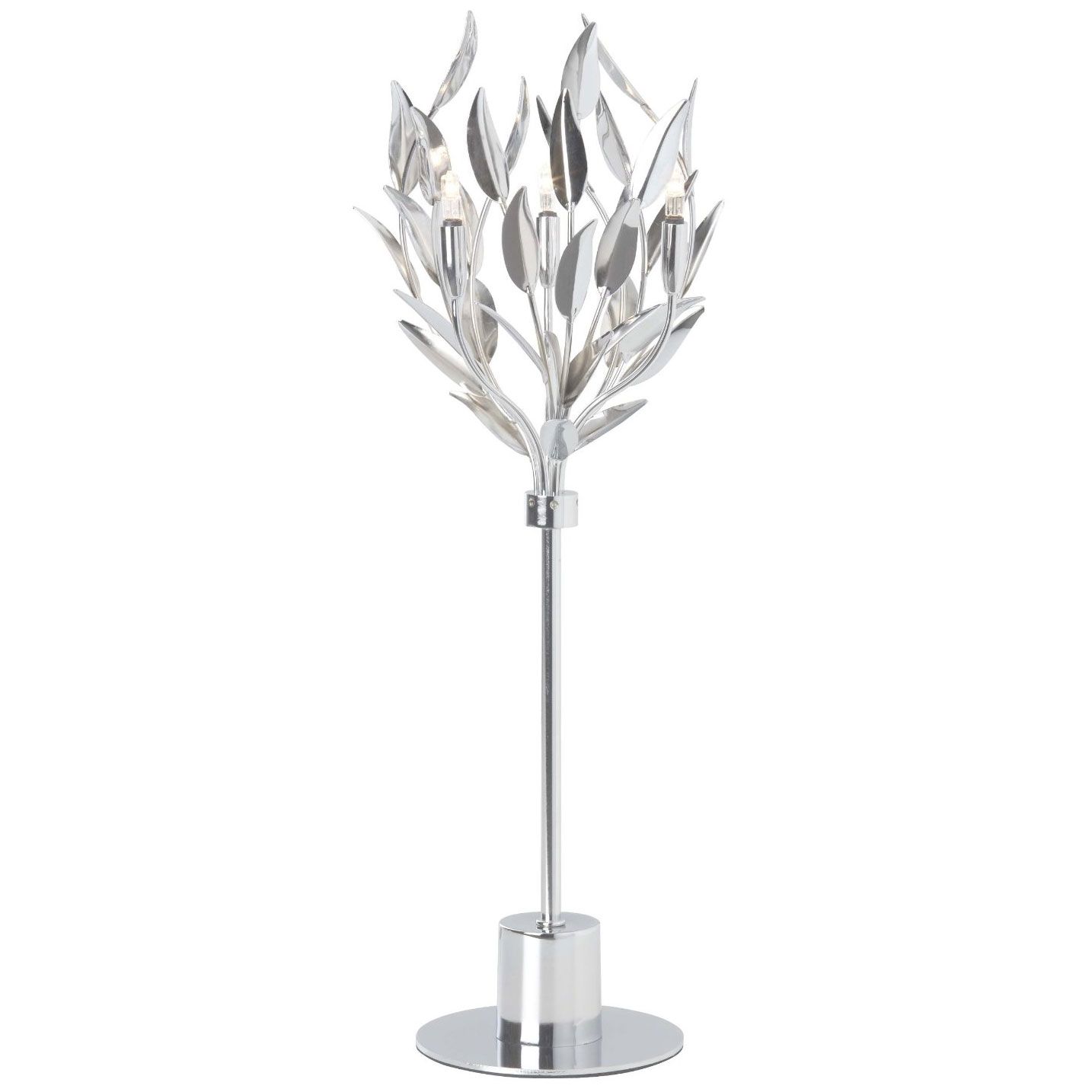 Lampe décoration luminaire chevet design feuilles Métal Argenté