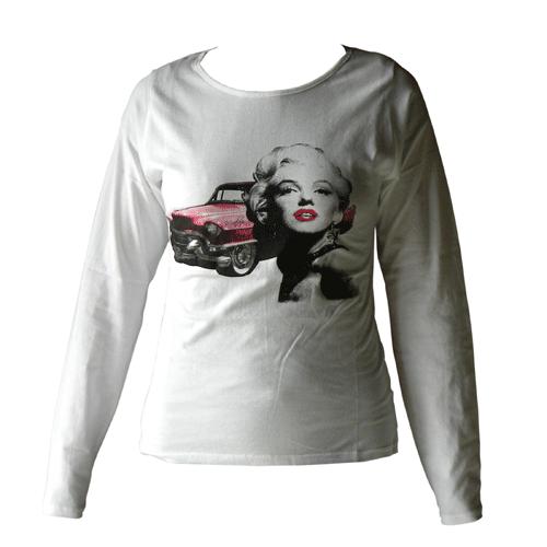 T-shirt Marilyn Monroe city blanc  manches longues