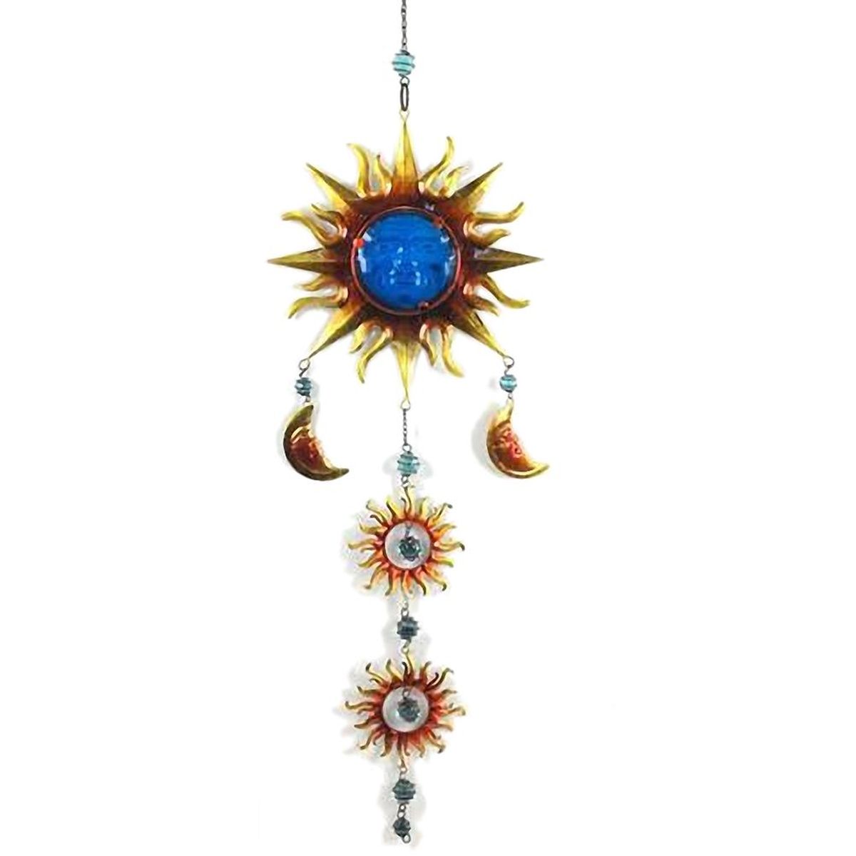 Suspension Soleils Mtal et Verre 90 cm - Bleu