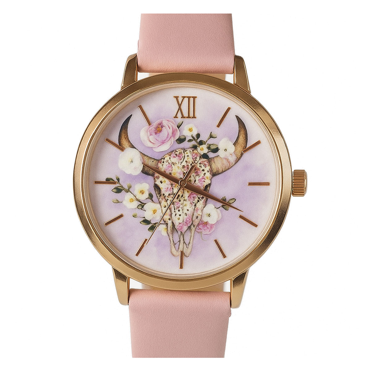 Montre femme fantaisie Boho - Tte de Buffle Rose