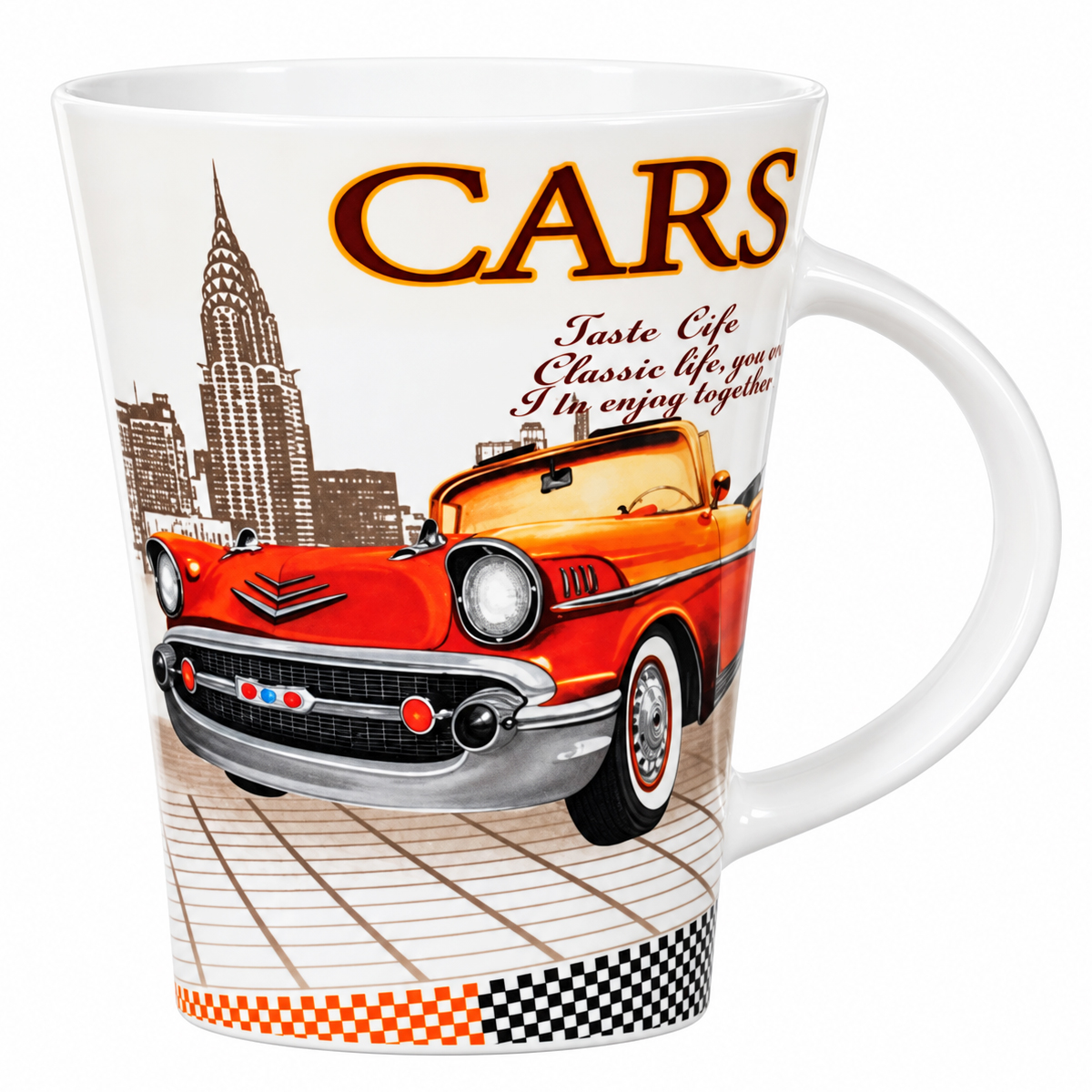 Mug conique voiture vintage orange style r�tro urbain