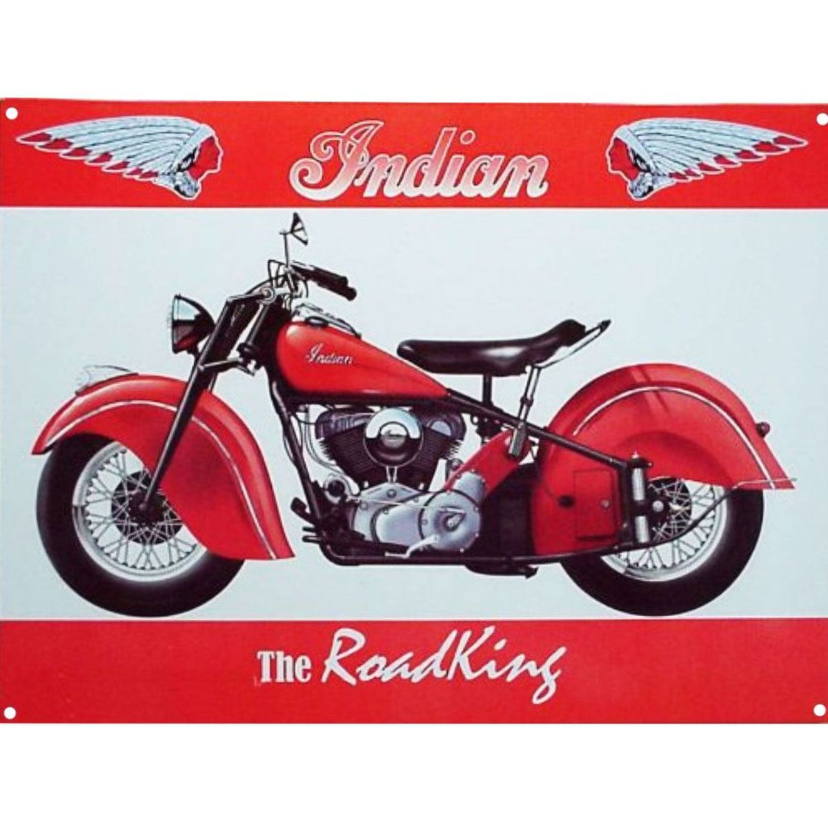 Plaque mtal Rtro Moto Indian The Roadking 30 x 20 cm