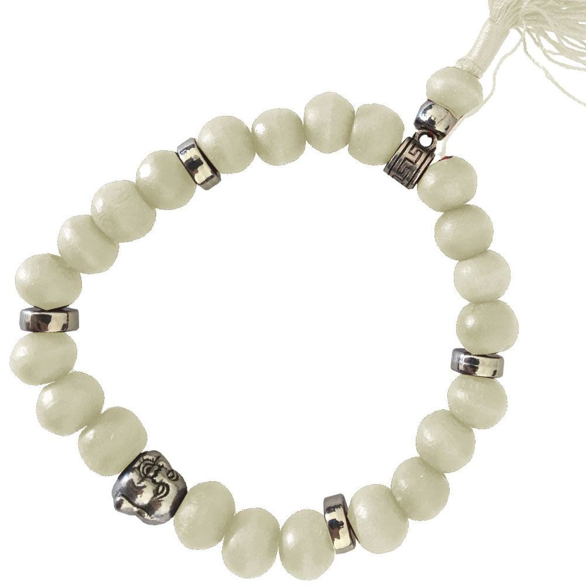 Bracelet mala tibtain en bois et tte de bouddha - Naturel