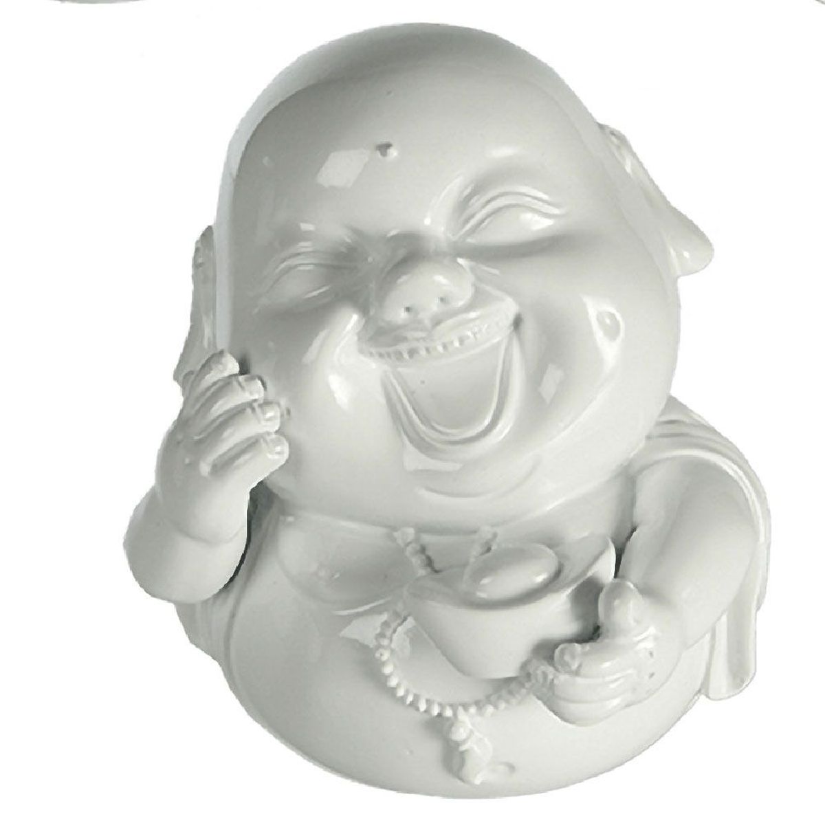 Statuette Bouddha Rieur Avec Chapelet H10 Cm – Figurine Zen Positivité Et Bonne Humeur Zen’Light