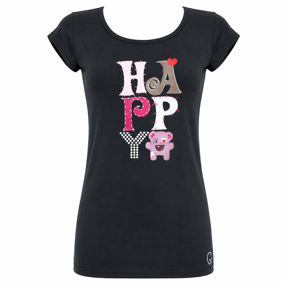T-shirt Love and Peace Happy noir