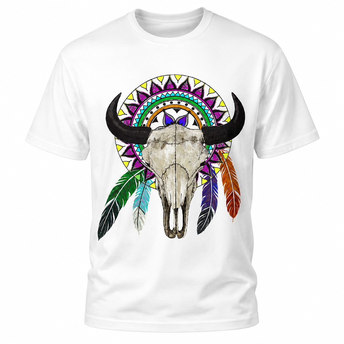 T-Shirt Tribal cow homme blanc taille L